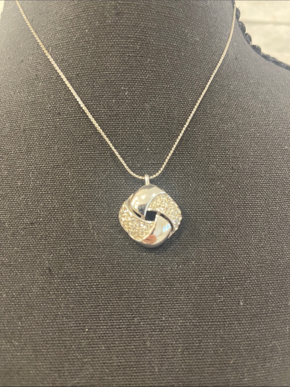 Givenchy Silver Crystal Knot Pendant Necklace - Elegant Women's Jewelry